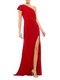 Ieena One-Shoulder Jersey Gown