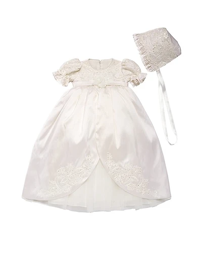Baby Girl's Embroidered Silk Organza Christening Dress