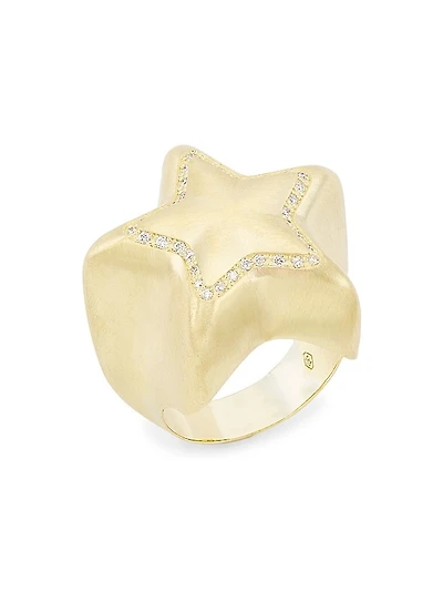 14K Yellow Gold & 0.2 TCW Diamond Star Ring