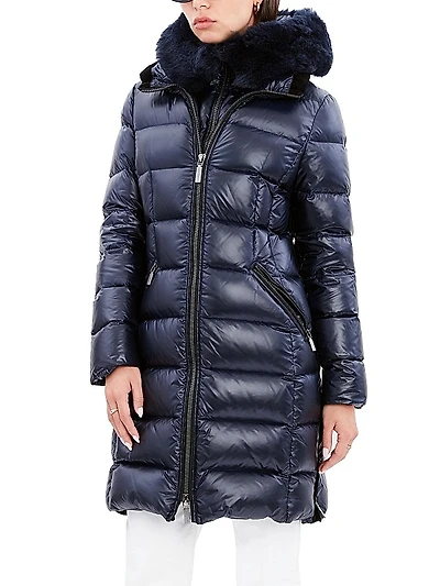 Kat Long Shearling Down Puffer Coat