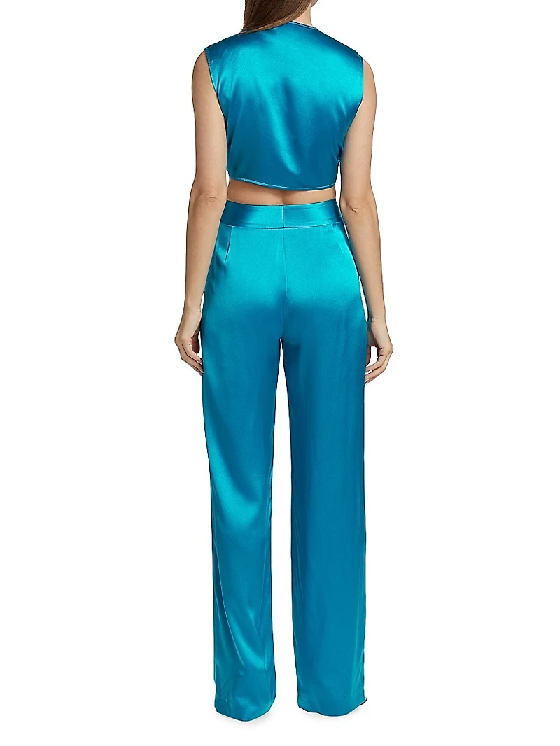 Draped Silk Satin Crop Top