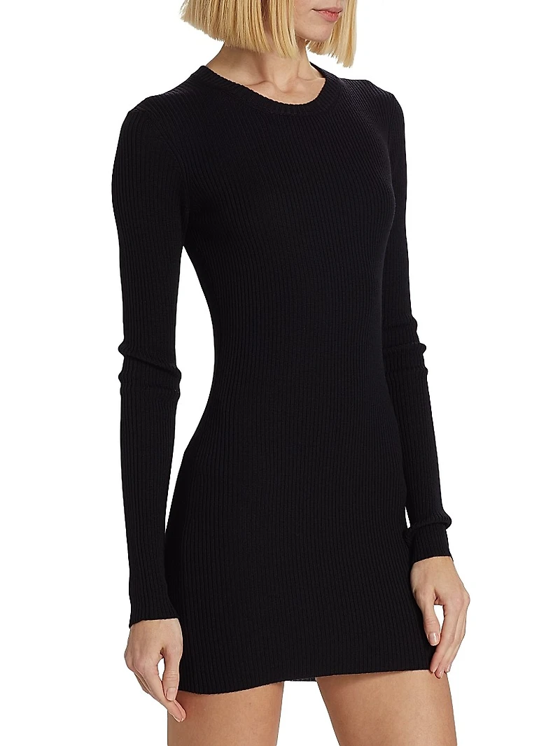 Ribbed Long-Sleeve Minidress