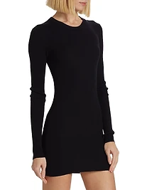 Ribbed Long-Sleeve Minidress
