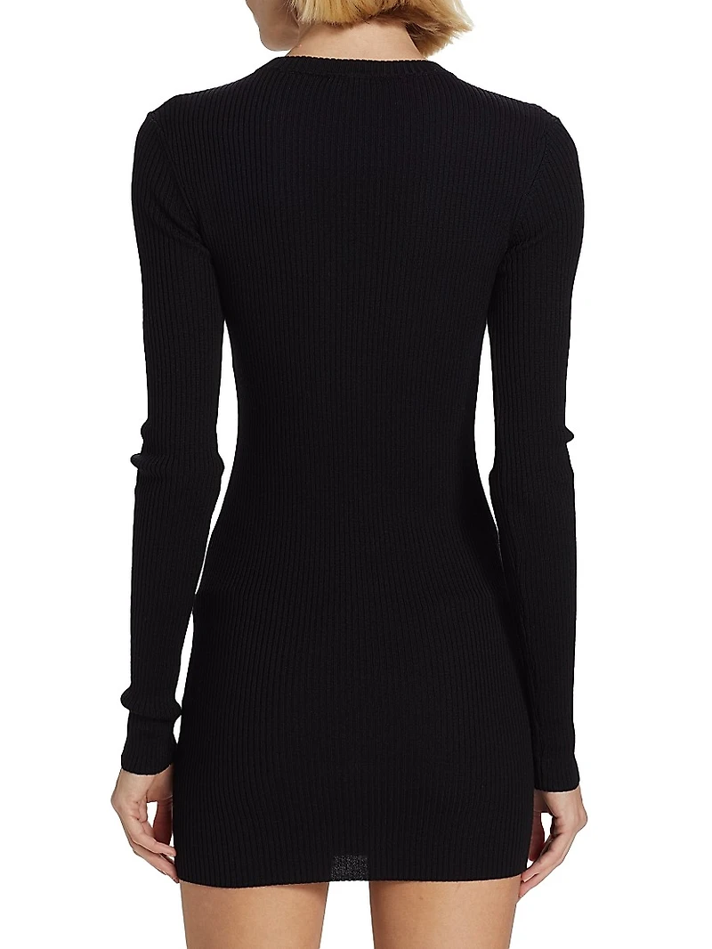 Ribbed Long-Sleeve Minidress