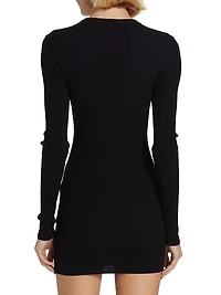 Ribbed Long-Sleeve Minidress