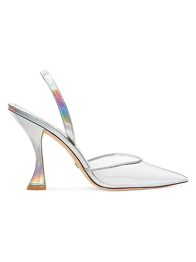 Stuart Xcurve 100 Metallic Leather Slingback Pumps