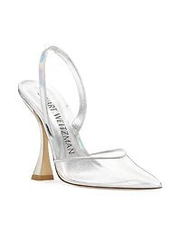 Stuart Xcurve 100 Metallic Leather Slingback Pumps