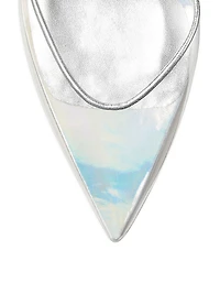 Stuart Xcurve 100 Metallic Leather Slingback Pumps