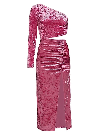 Niamh Asymmetric Stretch Velvet Dress