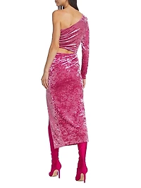 Niamh Asymmetric Stretch Velvet Dress