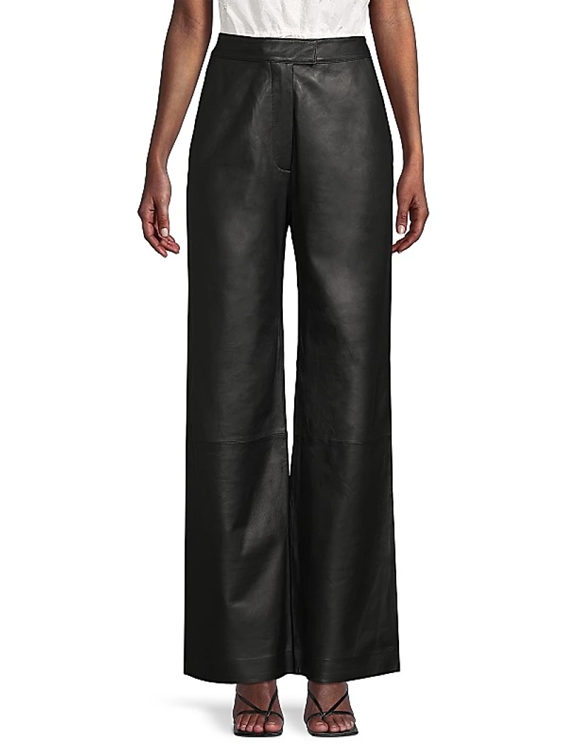 Genesis Leather Straight-Leg Pants