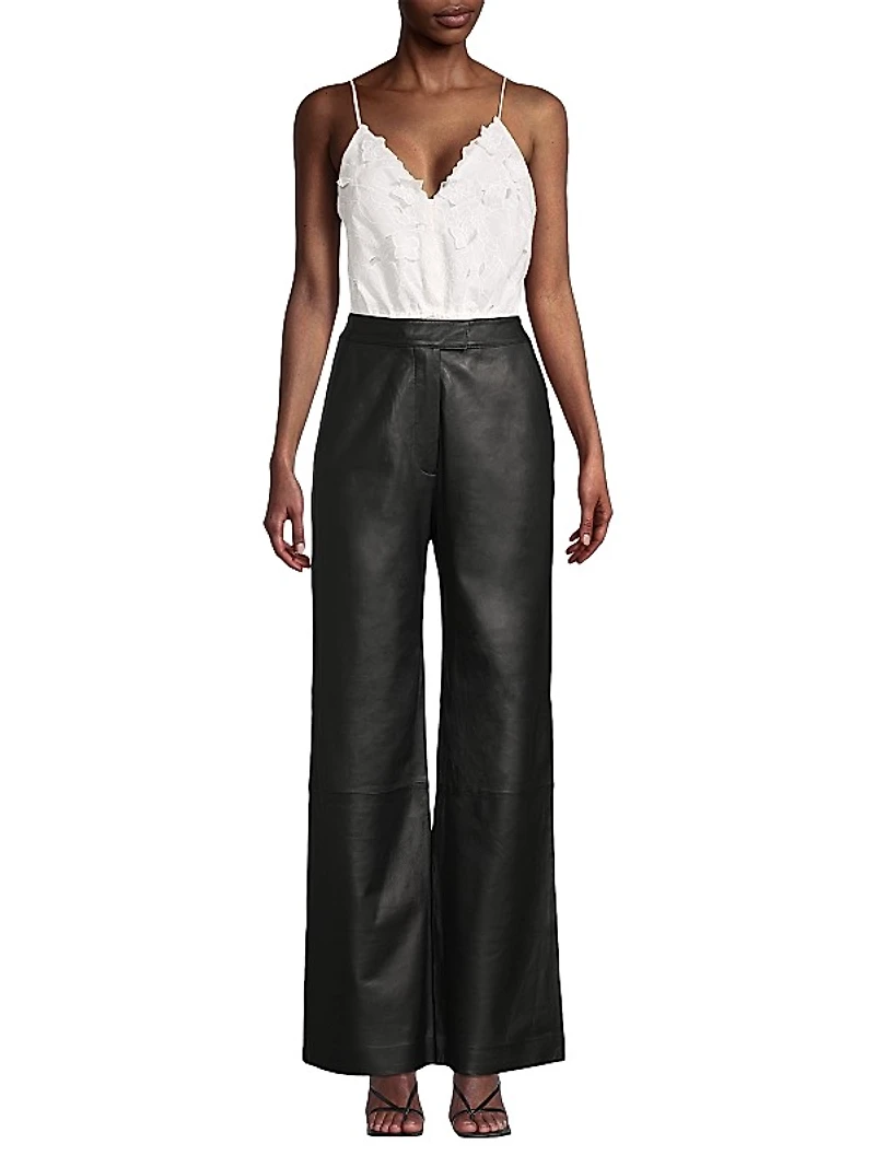 Genesis Leather Straight-Leg Pants