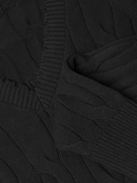 Frayed Cable-Knit Sweater