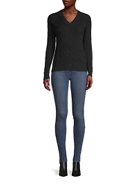 Frayed Cable-Knit Sweater