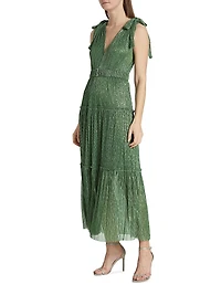Helena Metallic Tiered Maxi Dress