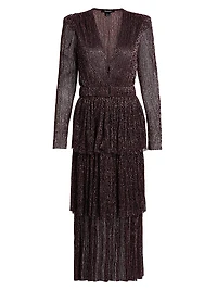 Carry Tiered Belted Metallic Dress