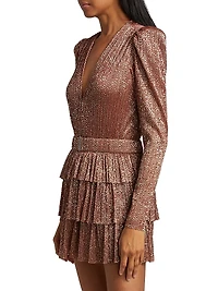 Carry Metallic Foil Ruffled Minidress