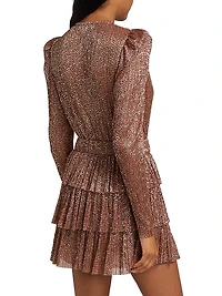 Carry Metallic Foil Ruffled Minidress
