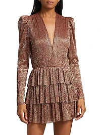 Carry Metallic Foil Ruffled Minidress