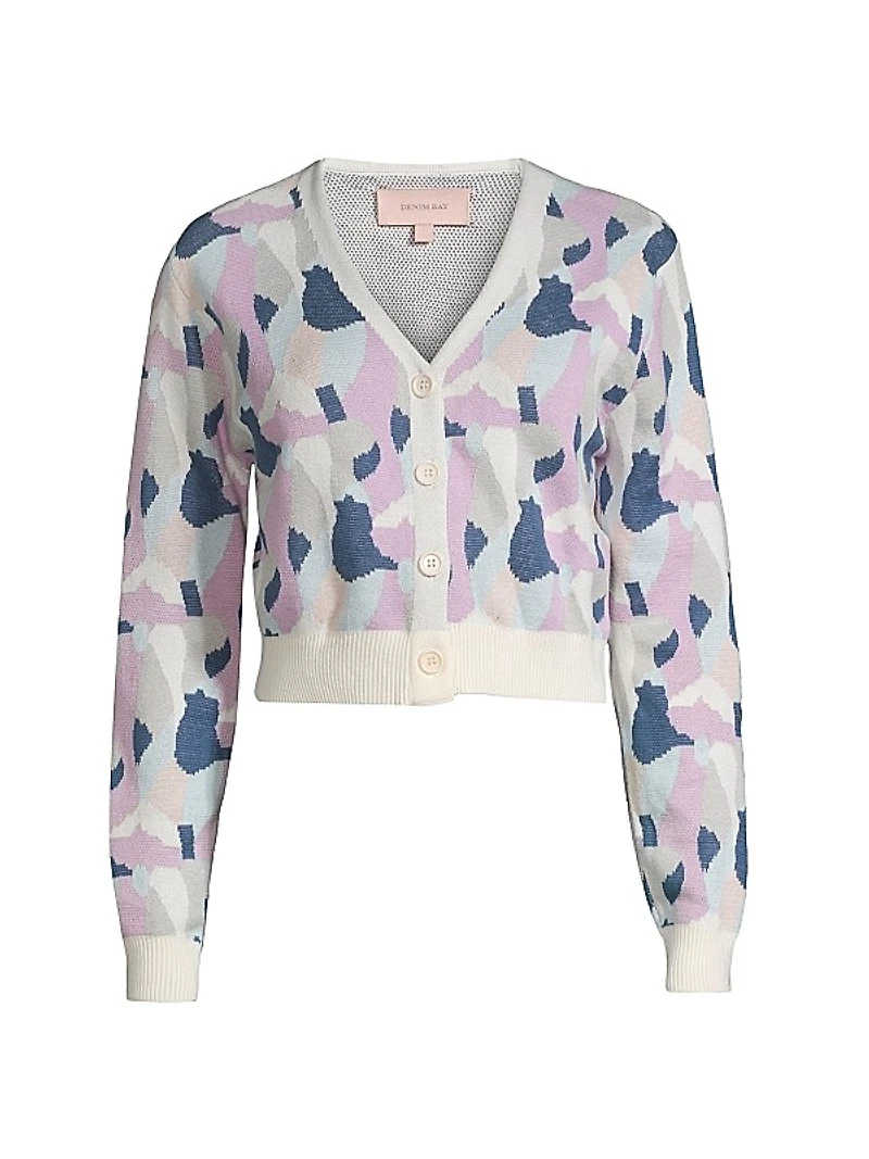 Intarsia Camo Cardigan Sweater