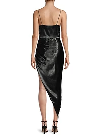 Martha Satin Asymmetric Midi-Dress
