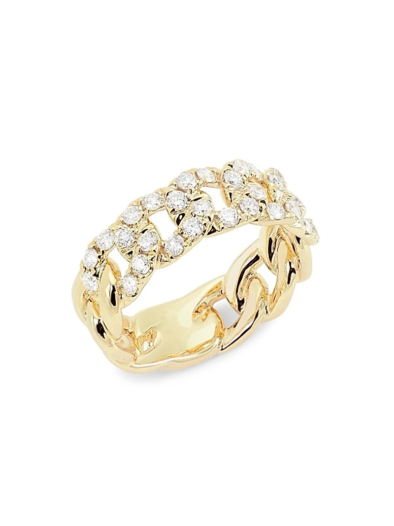 14K Yellow Gold & 0.76 TCW Diamond Curb-Chain Ring