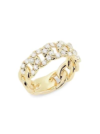 14K Yellow Gold & 0.76 TCW Diamond Curb-Chain Ring