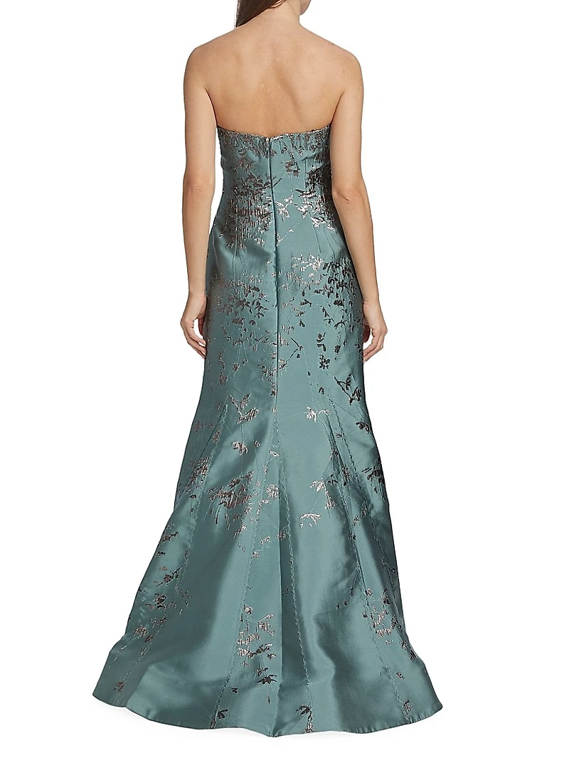 Embroidered Floor-Length Gown