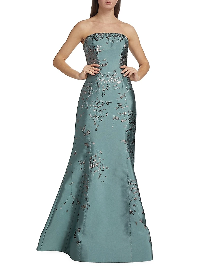 Embroidered Floor-Length Gown
