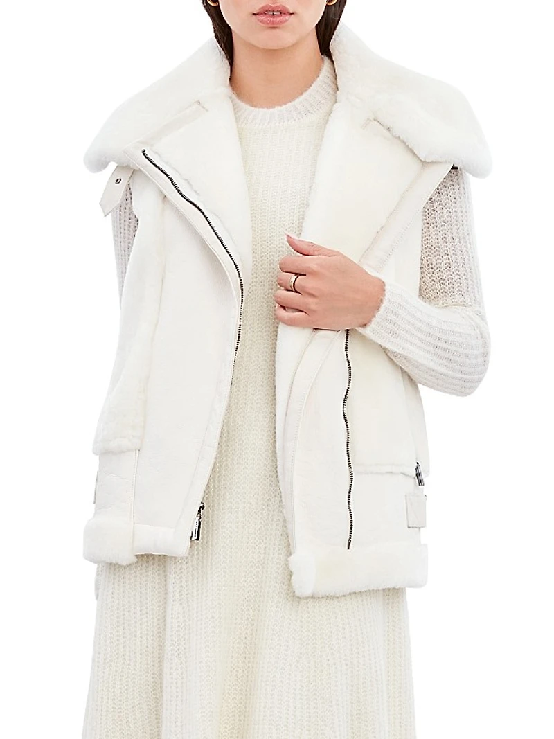 Maya Leather & Shearling Vest