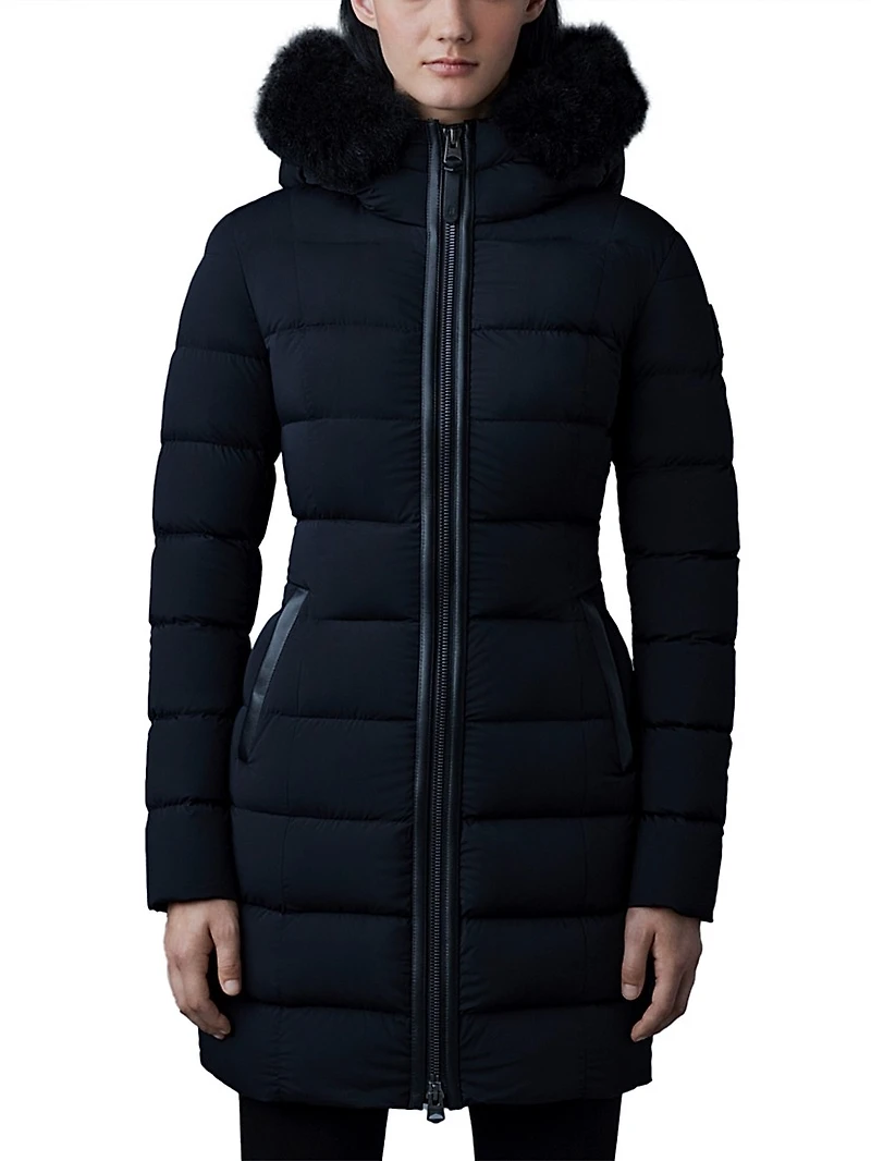 Calla Shearling-Embellished Down Coat