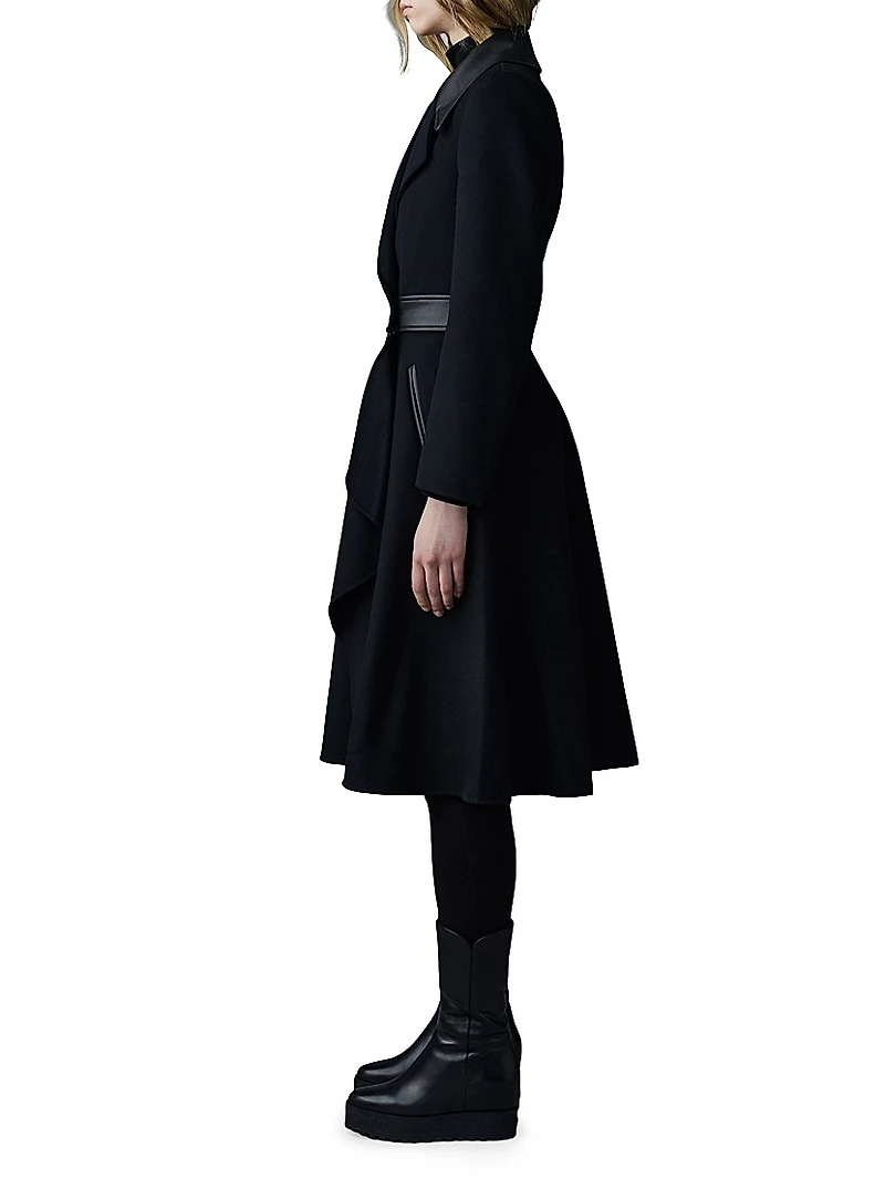 Rose Wool and Leather Coat