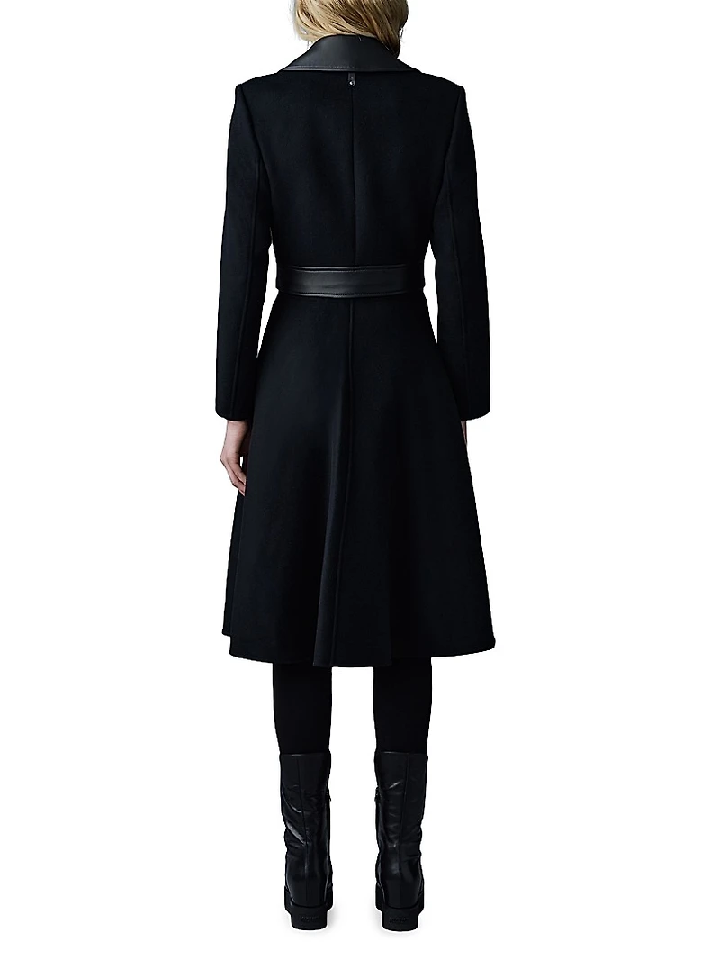 Rose Wool and Leather Coat
