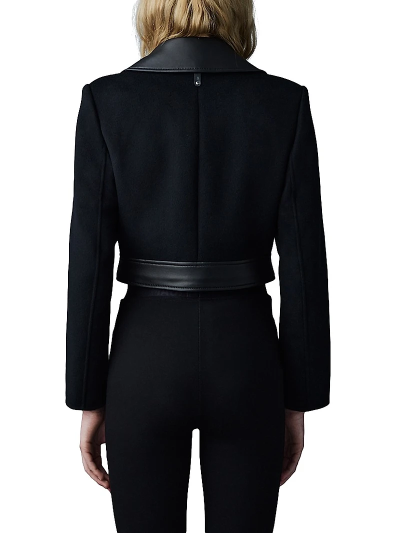 Rose Wool and Leather Coat