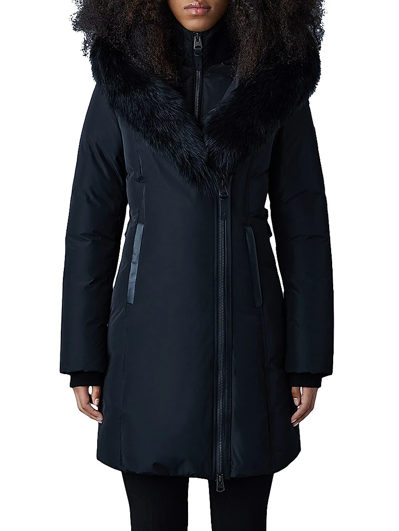 Kay Shearling-Collar Down Coat