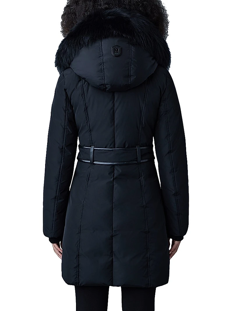 Kay Shearling-Collar Down Coat
