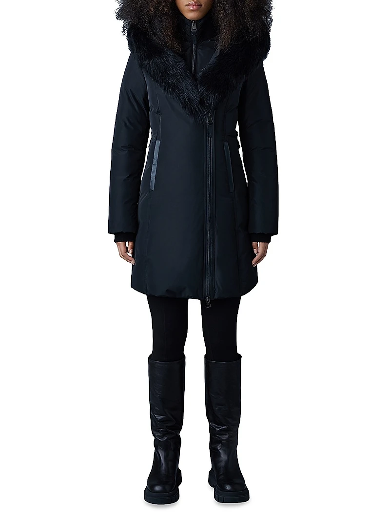 Kay Shearling-Collar Down Coat