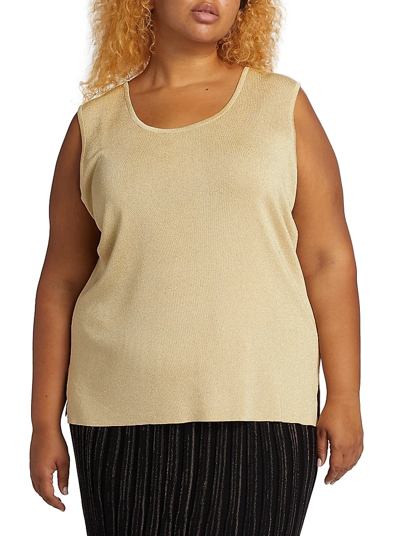 Plus Scoopneck Knit Mid-Length Tank Top