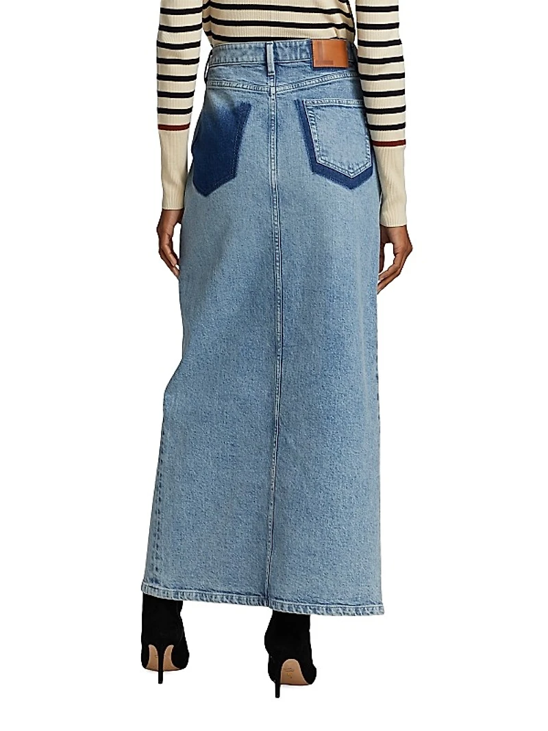 Faded Maxi Denim Skirt