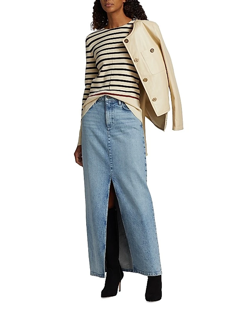 Faded Maxi Denim Skirt