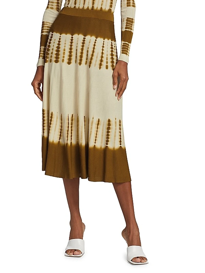 Tie-Dye Rib-Knit Midi-Skirt