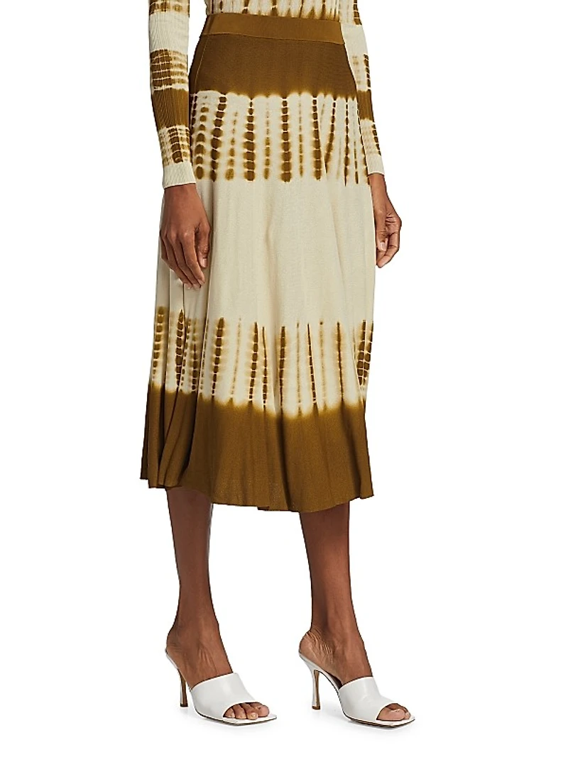 Tie-Dye Rib-Knit Midi-Skirt