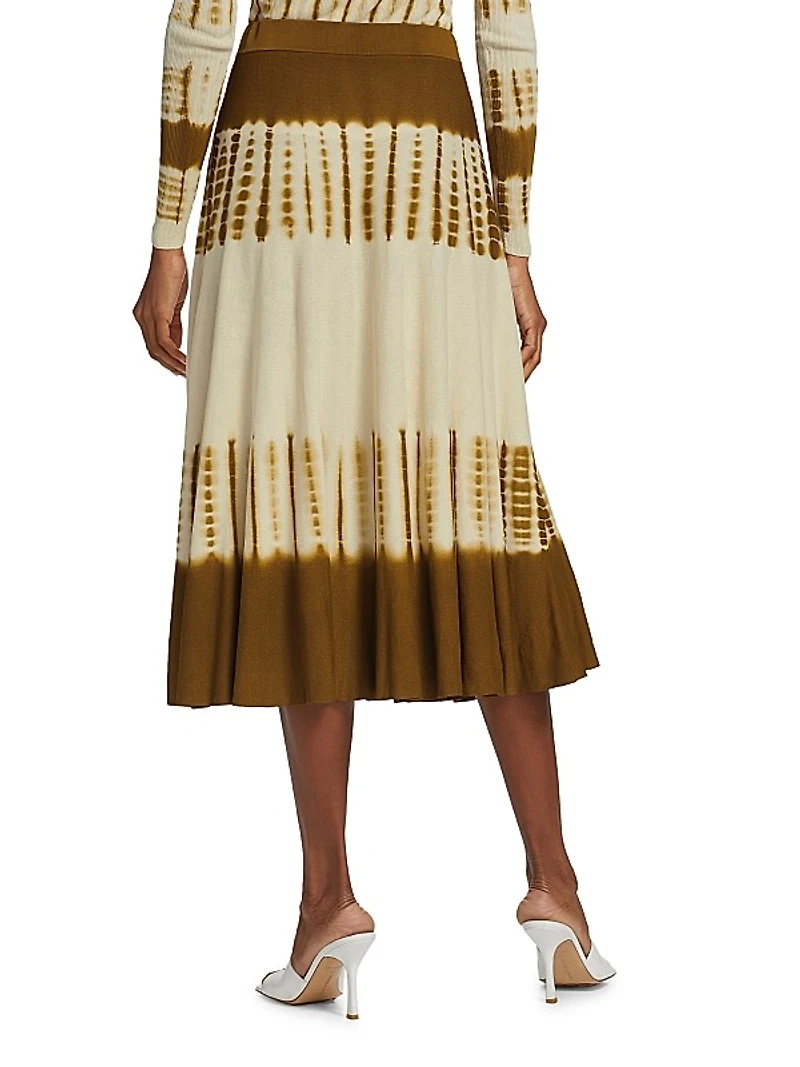 Tie-Dye Rib-Knit Midi-Skirt