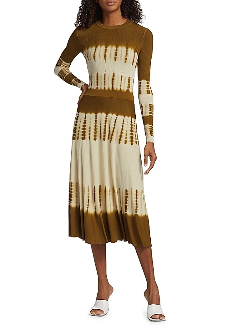 Tie-Dye Rib-Knit Midi-Skirt