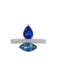 Amazonia 18K White Gold, 0.41 TCW Diamond & Multi-Gemstone Ring