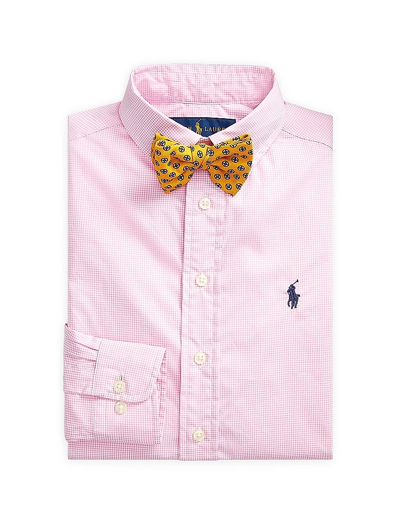 Little Boy's & Broadcloth Gingham Print Long-Sleeve Dress Shirt
