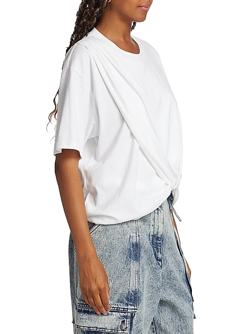 Draped Cotton Jersey T-Shirt