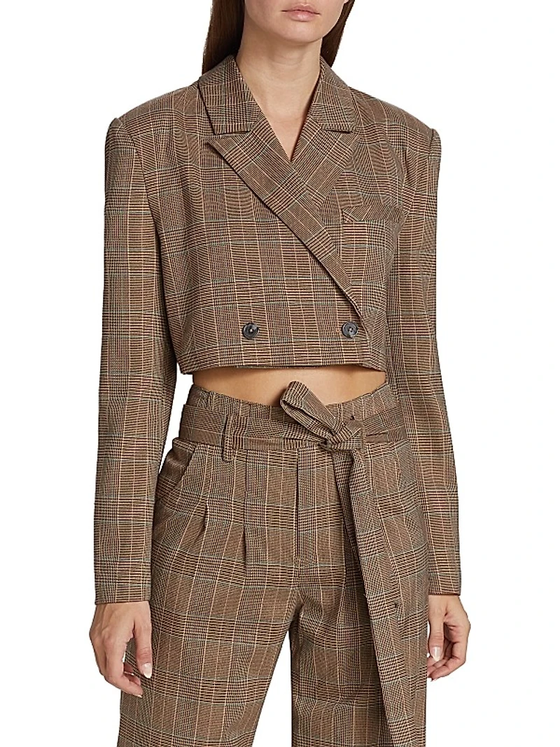 Liv Houndstooth Cropped Blazer