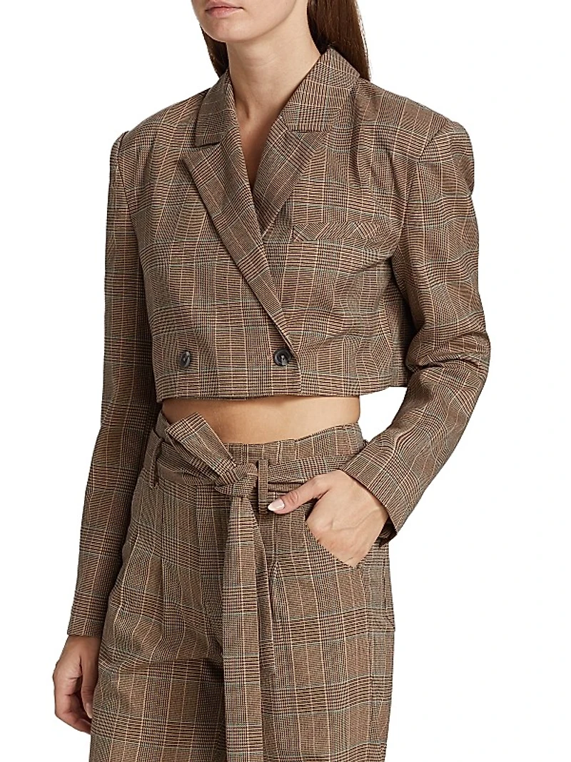 Liv Houndstooth Cropped Blazer