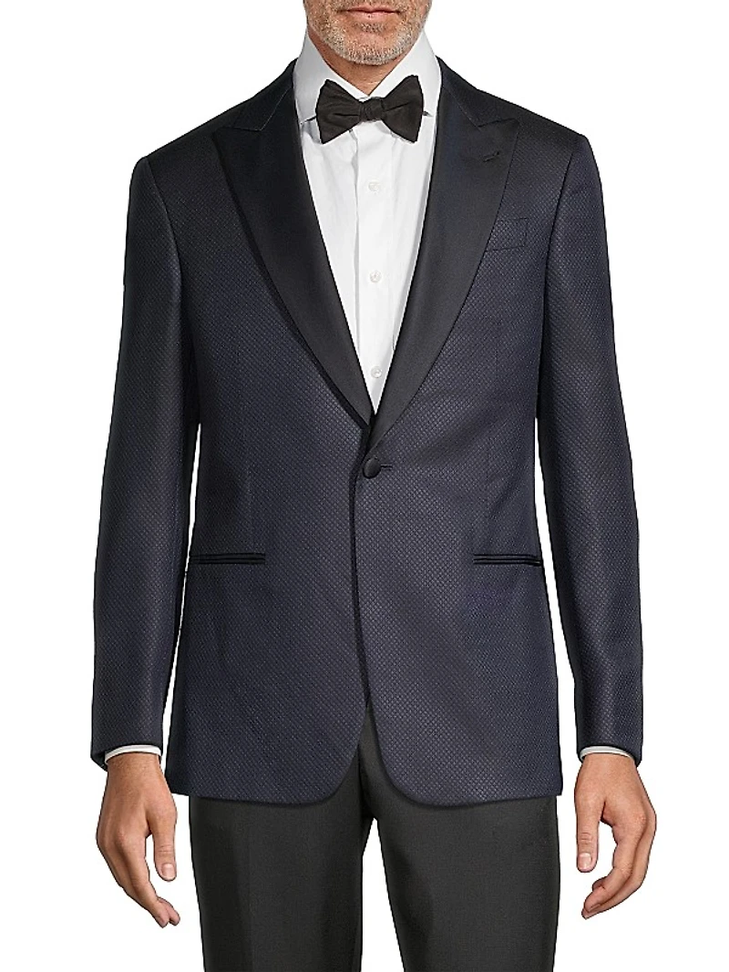 Wool & Silk Peak-Lapel Blazer
